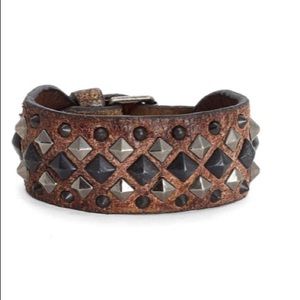 Deborah' Studded Leather Cuff Bracele